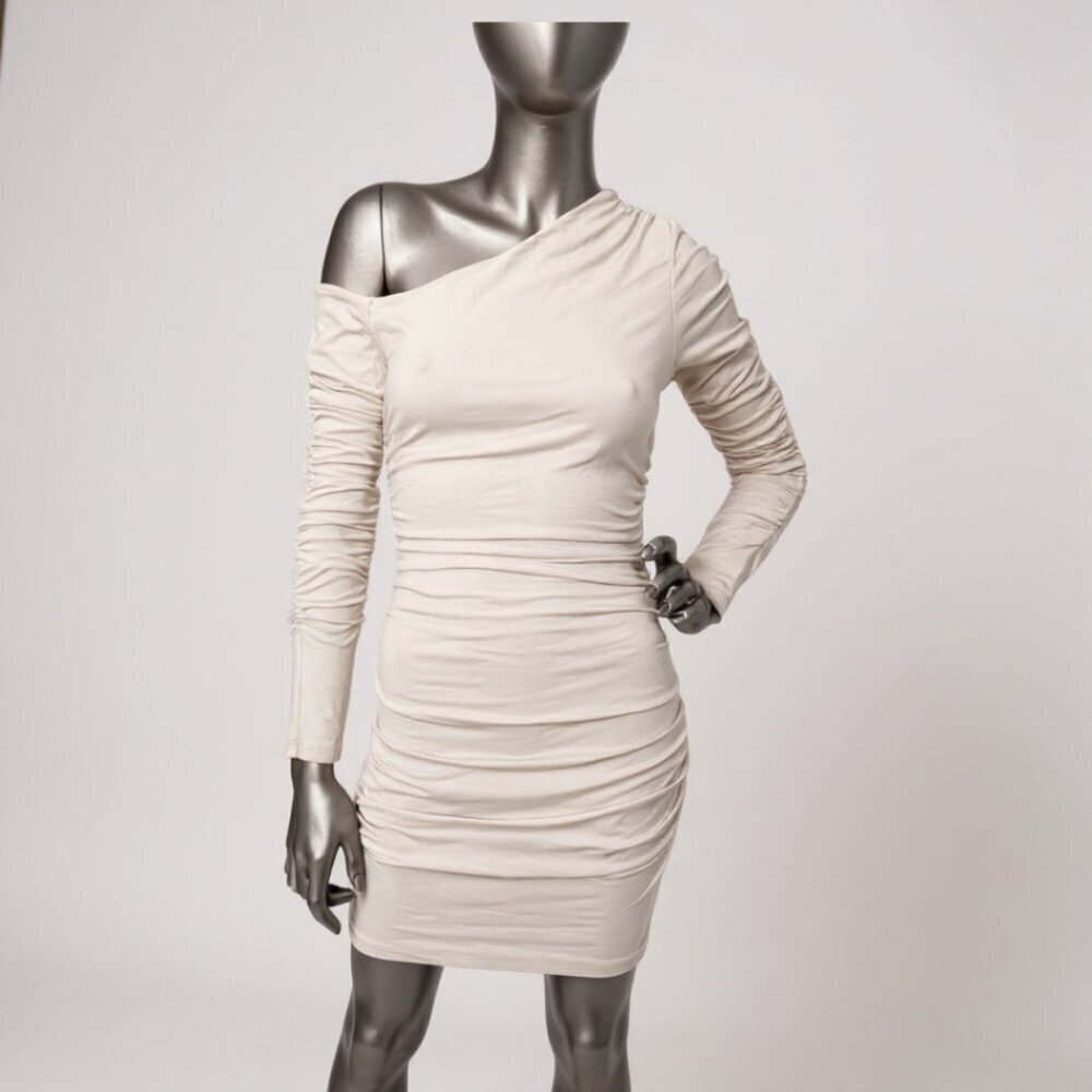 REVOLVE Susana Monaco one shoulder off shoulder gathered long sleeve dress